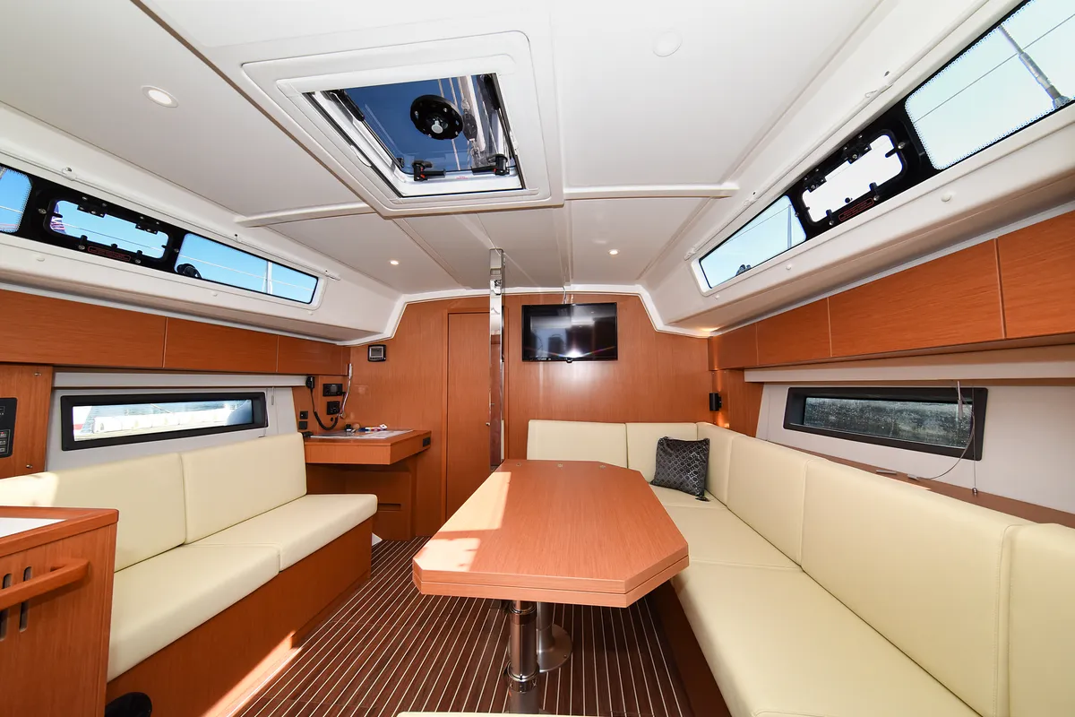 Salon of Dna, a Bavaria C42 sailboat at Zadar, Croatia