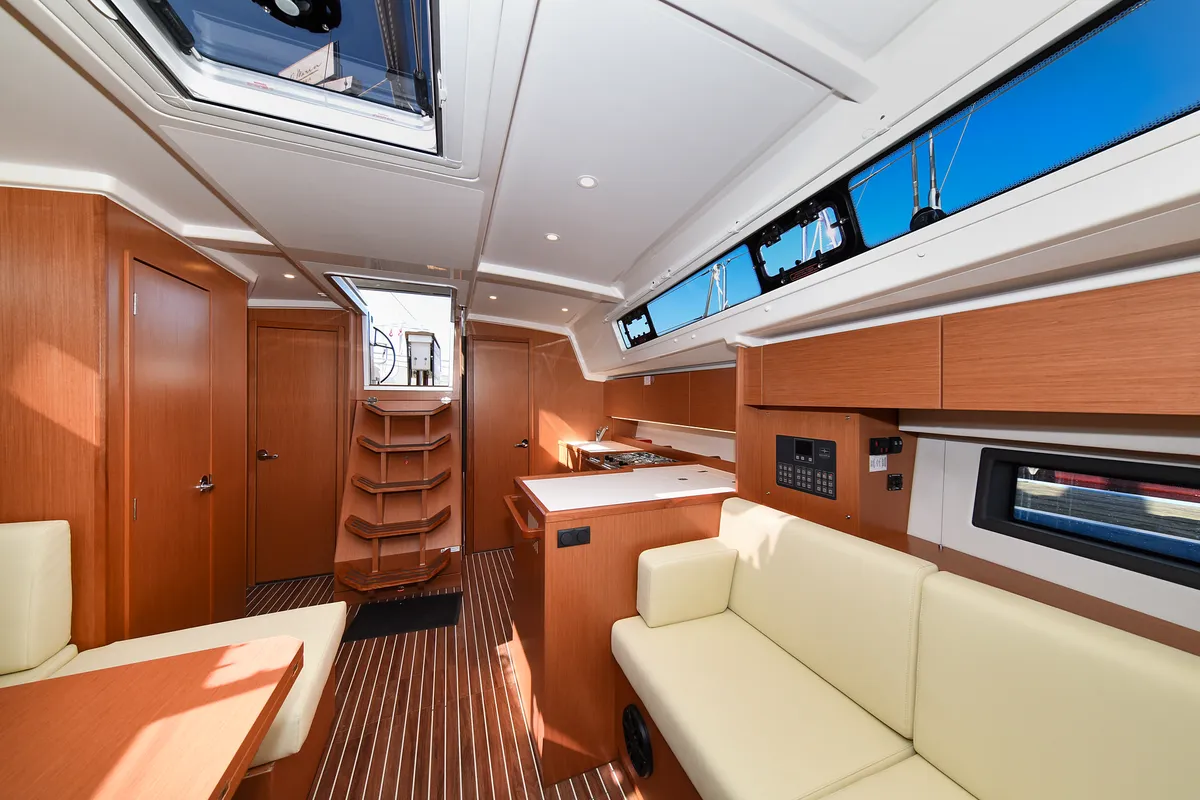 Salon of Dna, a Bavaria C42 sailboat at Zadar, Croatia