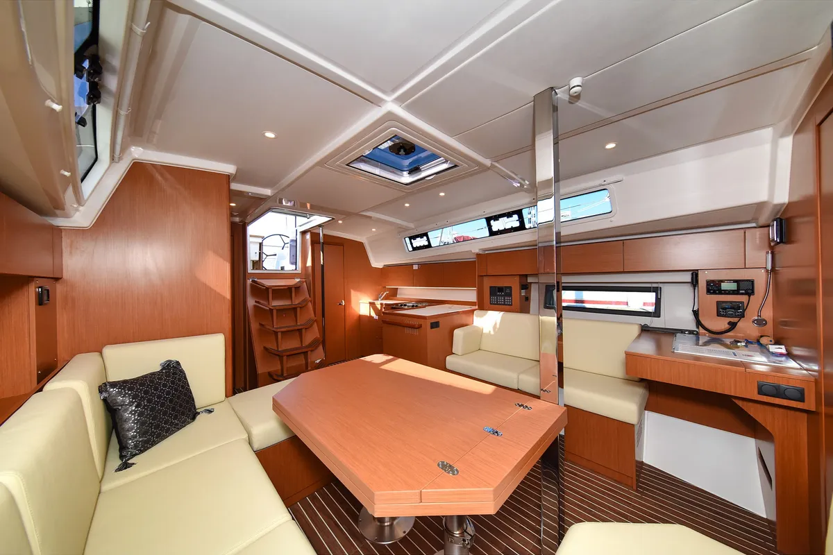 Salon of Dna, a Bavaria C42 sailboat at Zadar, Croatia