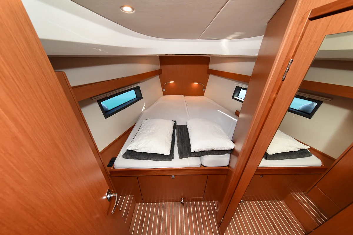 Cabin on Dna, a Bavaria C42 sailboat at Zadar, Croatia