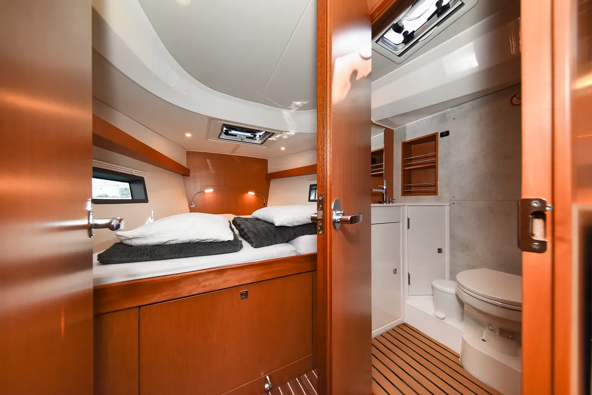 Cabin on Dna, a Bavaria C42 sailboat at Zadar, Croatia