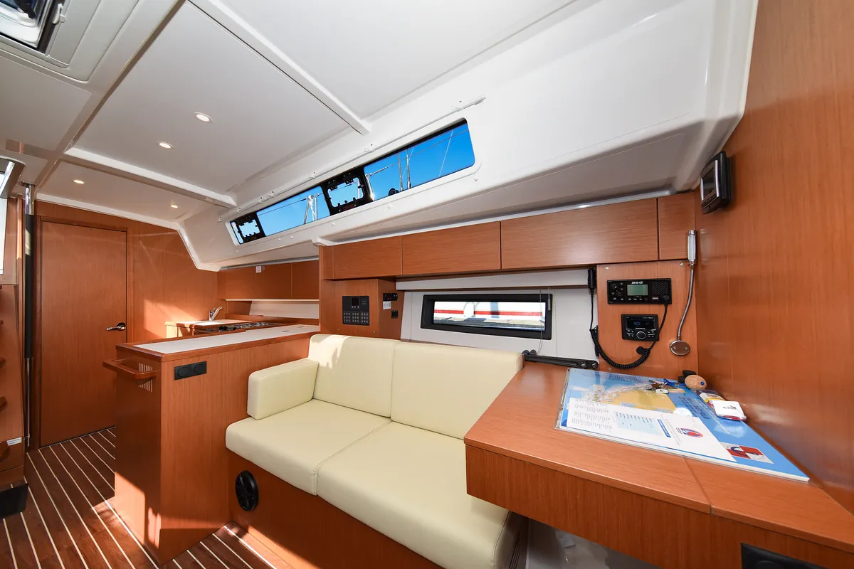 Salon of Dna, a Bavaria C42 sailboat at Zadar, Croatia