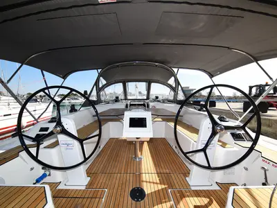 Cockpit of Dna, a Bavaria C42 sailboat at Zadar, Croatia