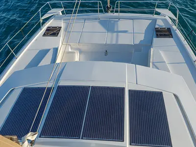 Deck of Paspartu, a Bali 4.1 catamaran at Municipal Unit of Anaktorio, Greece