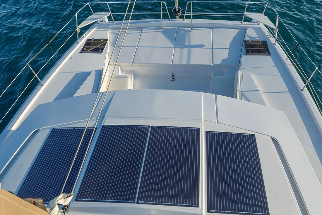 Deck of Paspartu, a Bali 4.1 catamaran at Municipal Unit of Anaktorio, Greece
