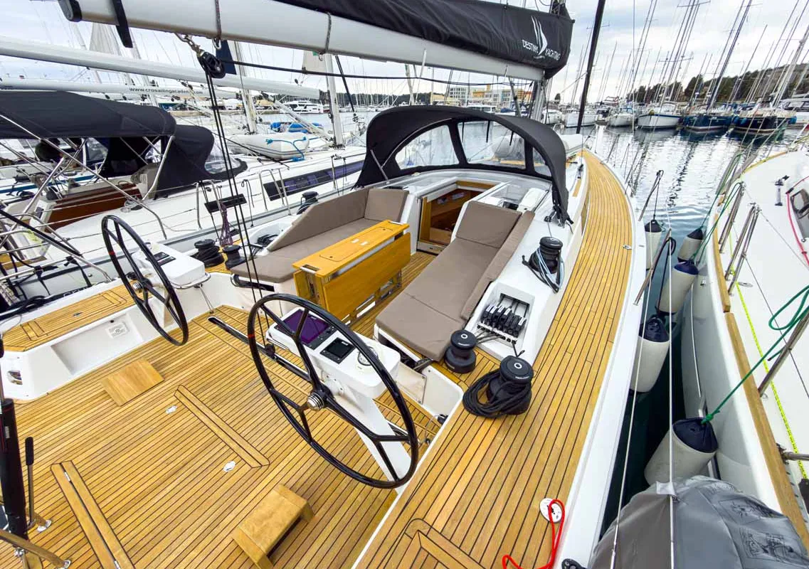Cockpit of Destiny, a Grand Soleil 44 Performance sailboat at Grad Pula, Croatia