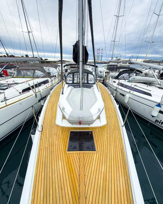 Deck of Destiny, a Grand Soleil 44 Performance sailboat at Grad Pula, Croatia