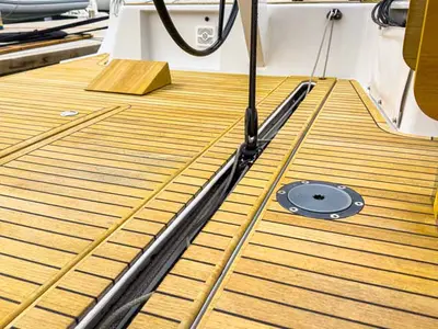 Deck of Destiny, a Grand Soleil 44 Performance sailboat at Grad Pula, Croatia