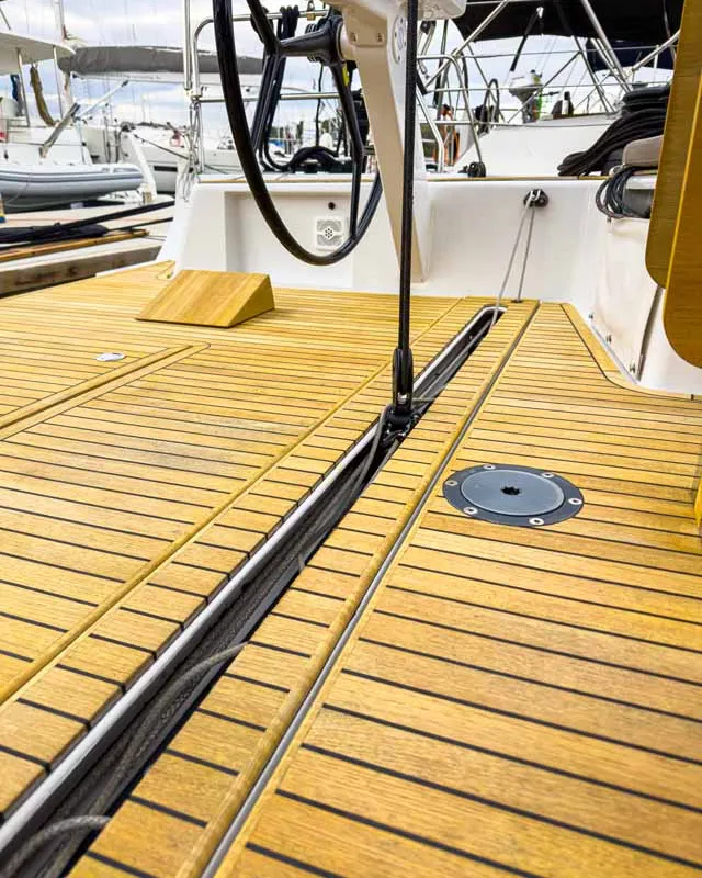 Deck of Destiny, a Grand Soleil 44 Performance sailboat at Grad Pula, Croatia