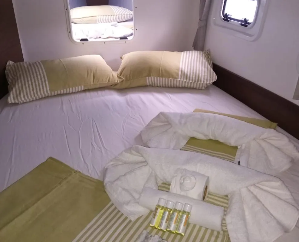 Cabin on Best Love, a Lagoon 42 catamaran at Roche Caiman, Seychelles