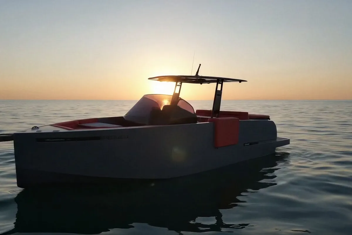 Little Moana, a De Antonio D28 Open motorboat at Ibiza, Spain