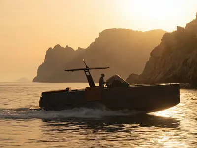 Little Moana, a De Antonio D28 Open motorboat at Ibiza, Spain