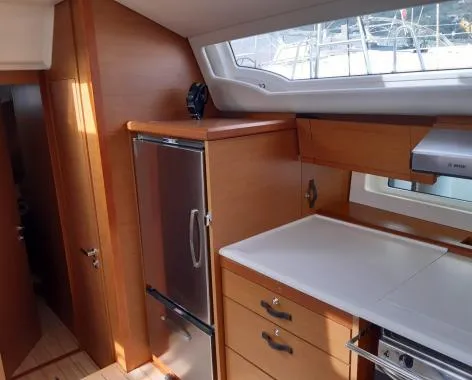 Galley of Zaniah, a Jeanneau 54 sailboat at Salerno, Italy