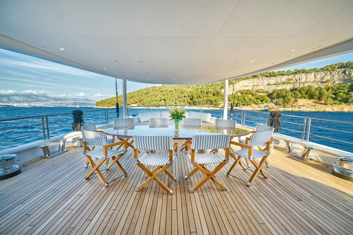 Deck of Acapella, a Custom Made Acapella sailboat at Split, Croatia