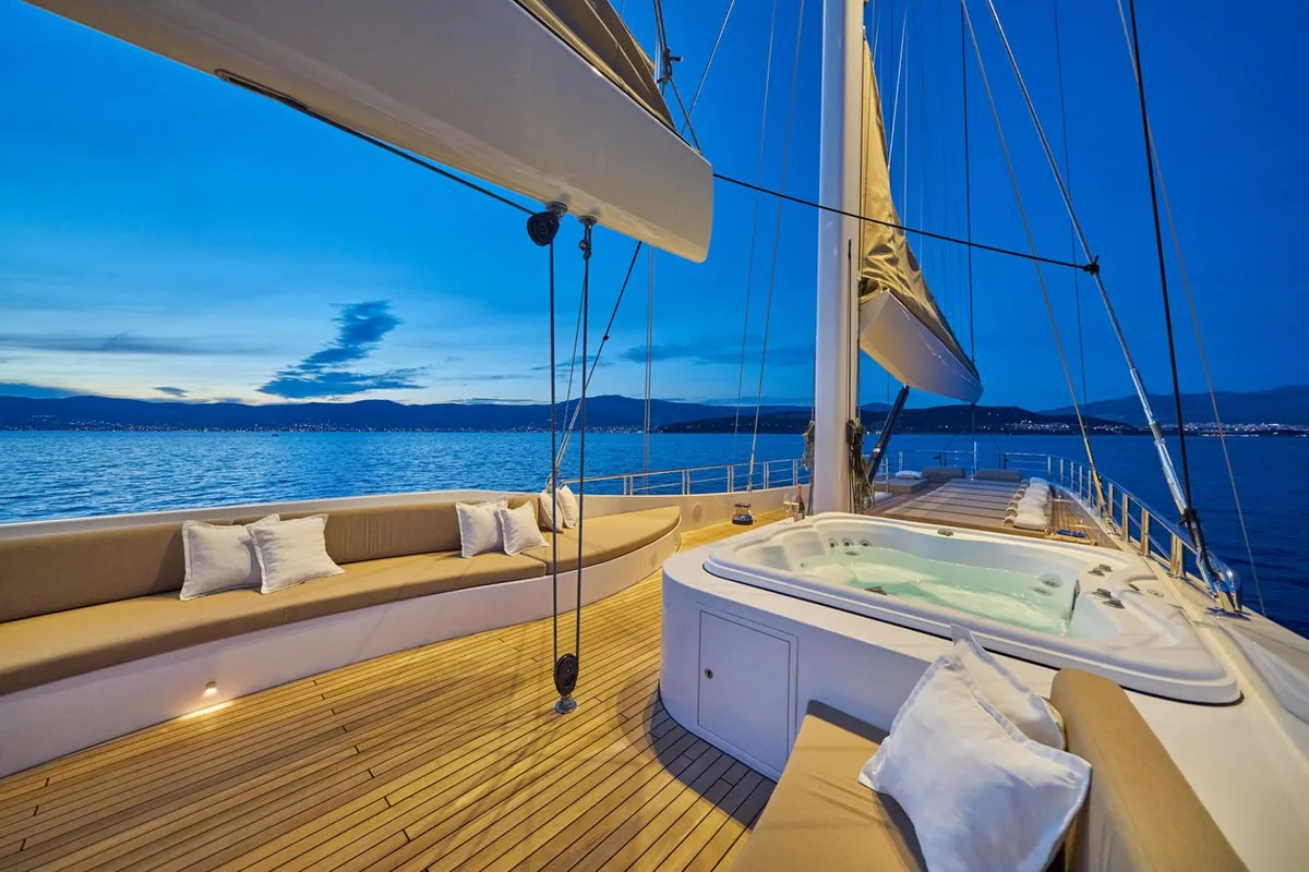 Deck of Acapella, a Custom Made Acapella sailboat at Split, Croatia