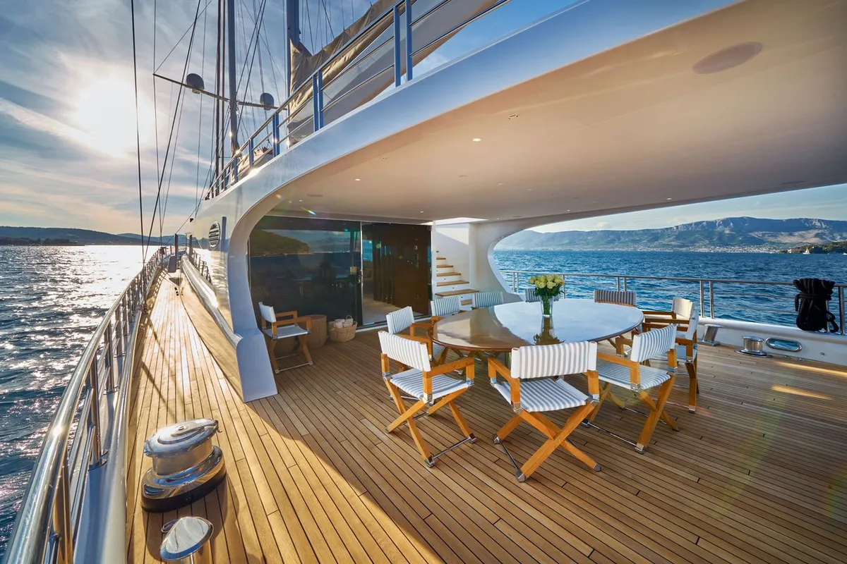 Deck of Acapella, a Custom Made Acapella sailboat at Split, Croatia