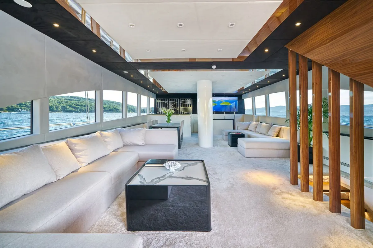 Salon of Acapella, a Custom Made Acapella sailboat at Split, Croatia