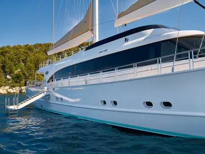 Deck of Acapella, a Custom Made Acapella sailboat at Split, Croatia