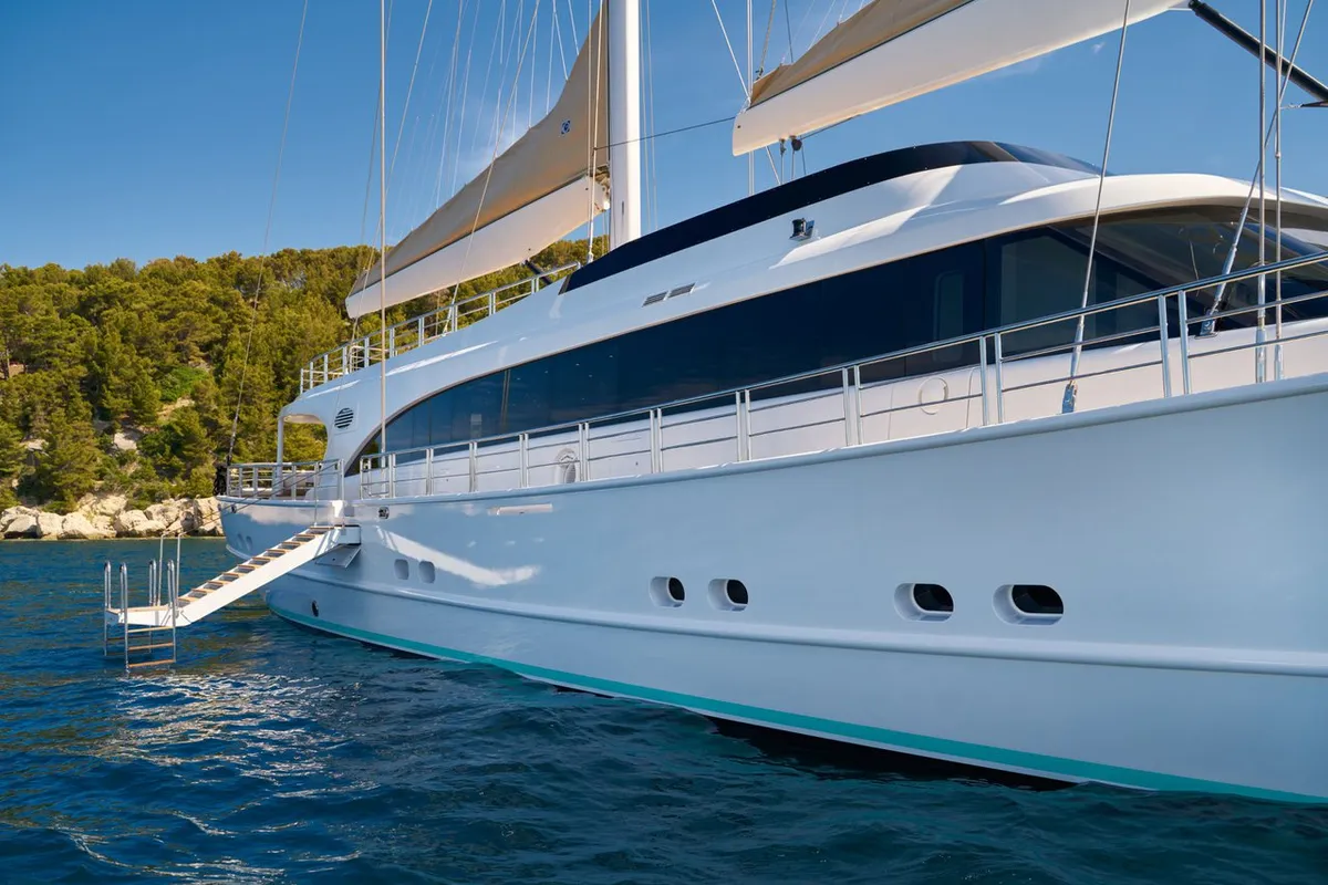 Deck of Acapella, a Custom Made Acapella sailboat at Split, Croatia