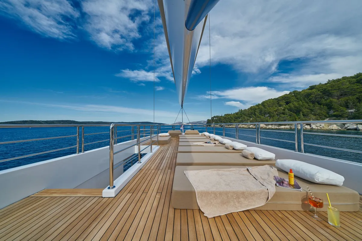 Deck of Acapella, a Custom Made Acapella sailboat at Split, Croatia