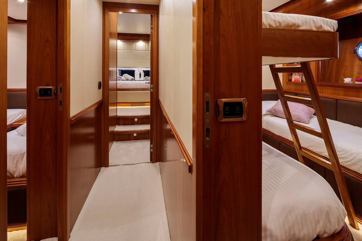 Cabin on Freedom, a Alalunga 78 motor yacht at Athens, Greece
