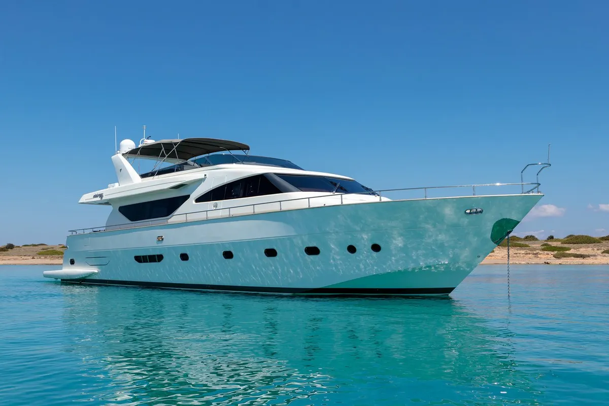 Exterior view of Freedom, a Alalunga 78 motor yacht at Athens, Greece