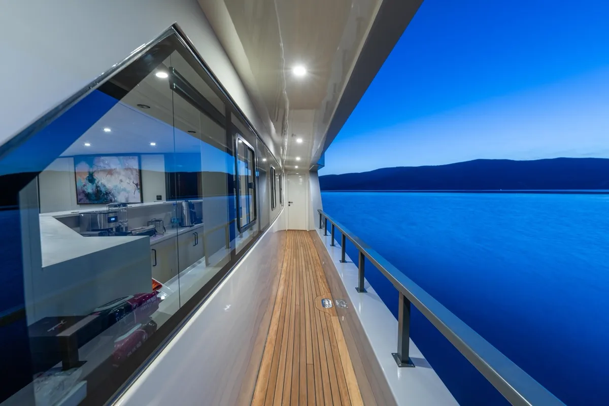 Deck of CALM DOWN, a Gulet Custom built 183 motor yacht at Bodrum, Turkey
