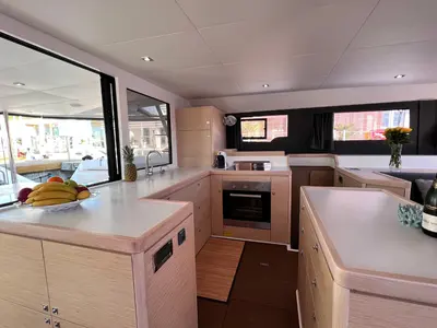 Galley of Inrada, a Dufour 48 Catamaran catamaran at Salerno, Italy