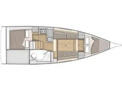 Floor plan of Fregugetta, a Beneteau Oceanis 30.1 sailboat at U Pàize, Italy