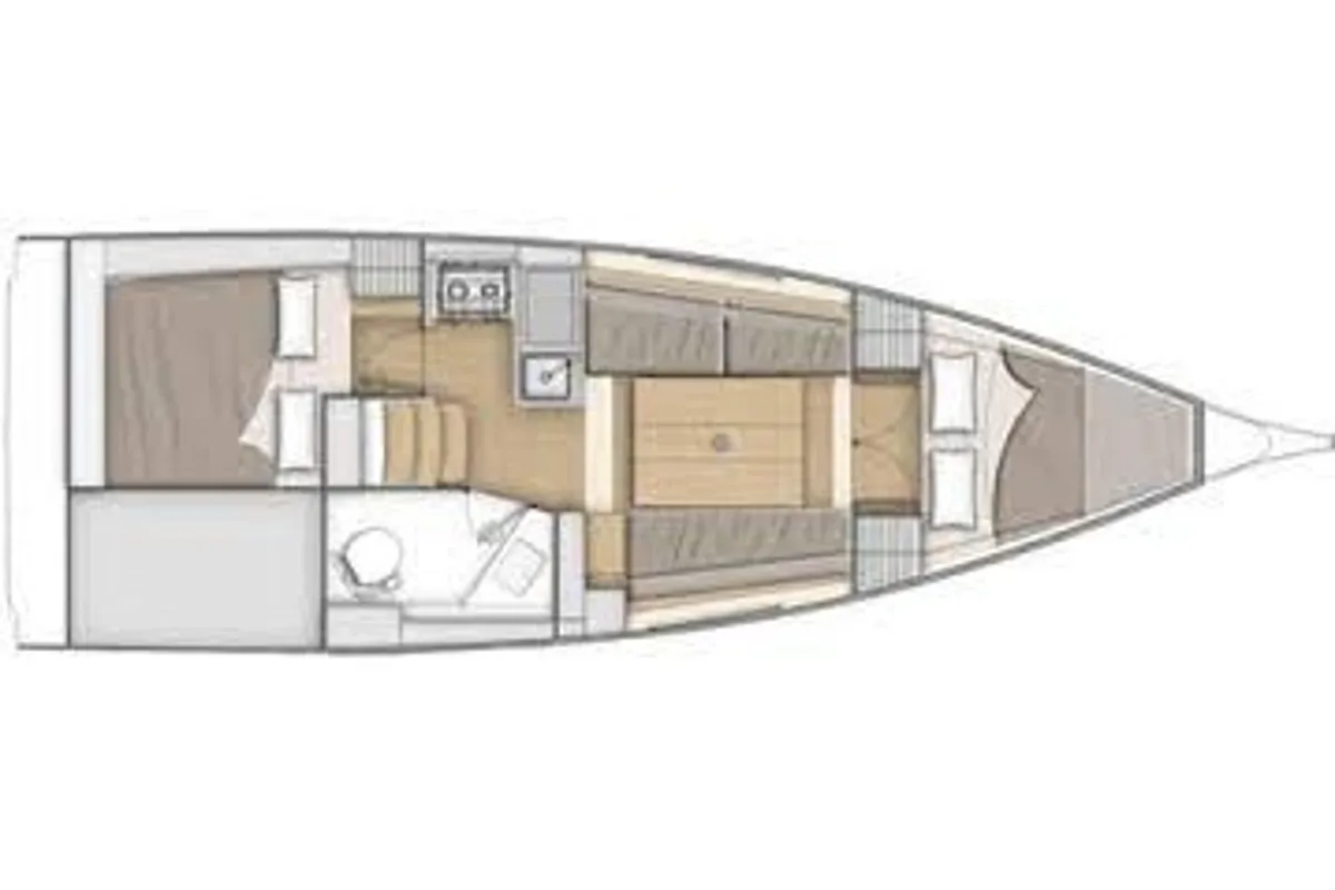 Floor plan of Fregugetta, a Beneteau Oceanis 30.1 sailboat at U Pàize, Italy