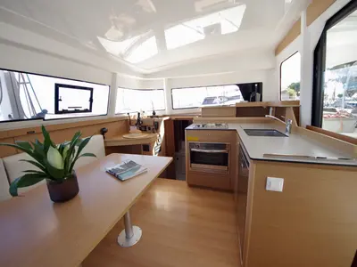 Salon of HELLENIC BREEZE, a Excess 11 catamaran at Preveza, Greece