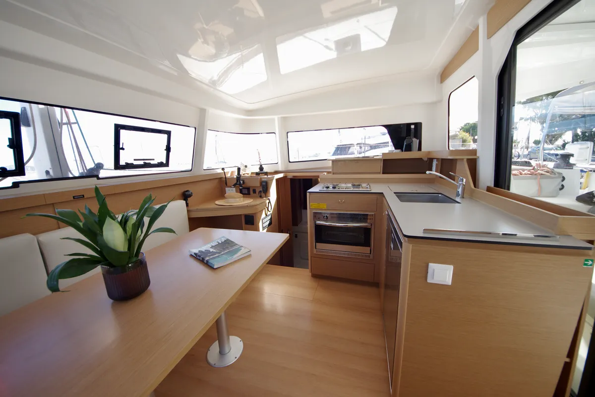 Salon of HELLENIC BREEZE, a Excess 11 catamaran at Preveza, Greece