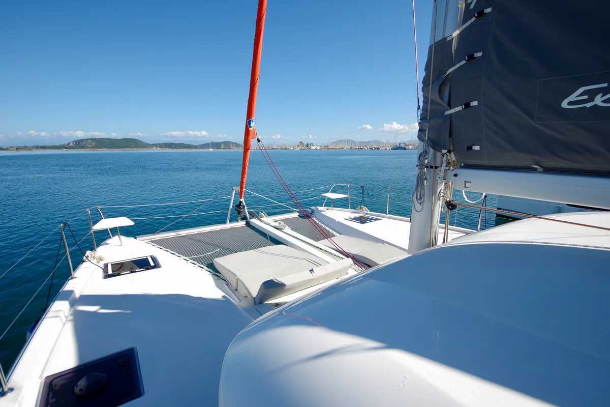 Deck of HELLENIC BREEZE, a Excess 11 catamaran at Preveza, Greece