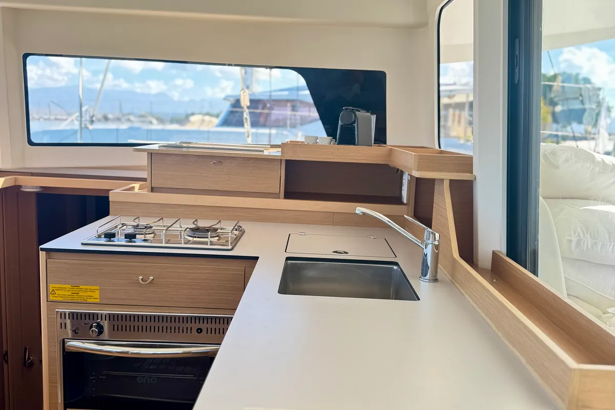 Galley of HELLENIC BREEZE, a Excess 11 catamaran at Preveza, Greece