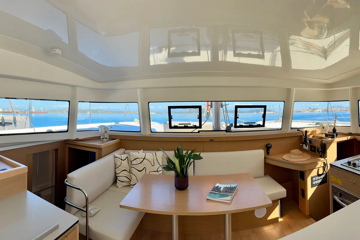 Cockpit of HELLENIC BREEZE, a Excess 11 catamaran at Preveza, Greece