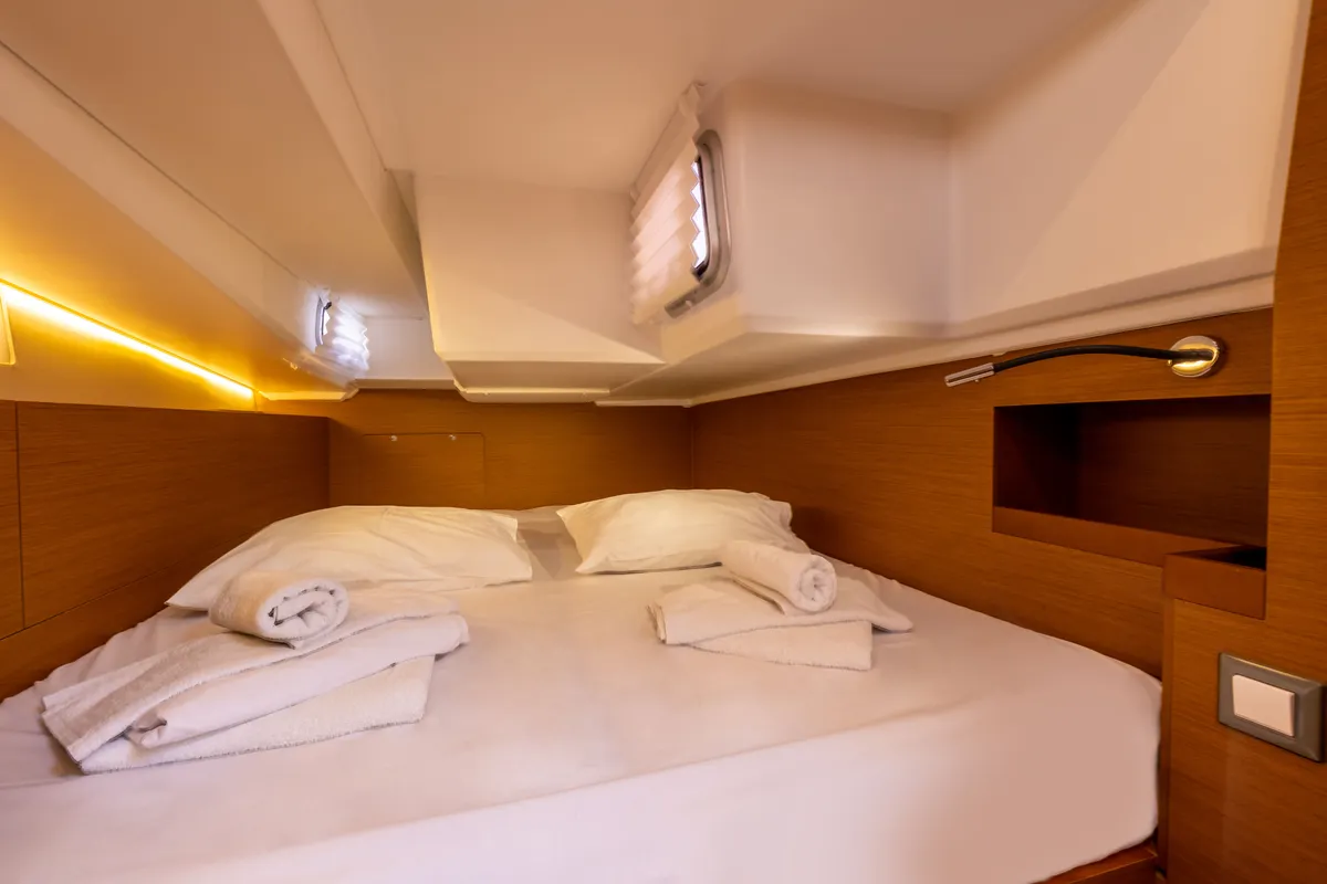 Cabin on Mare Mia, a Jeanneau Sun Odyssey 490 sailboat at Marpissa, Greece