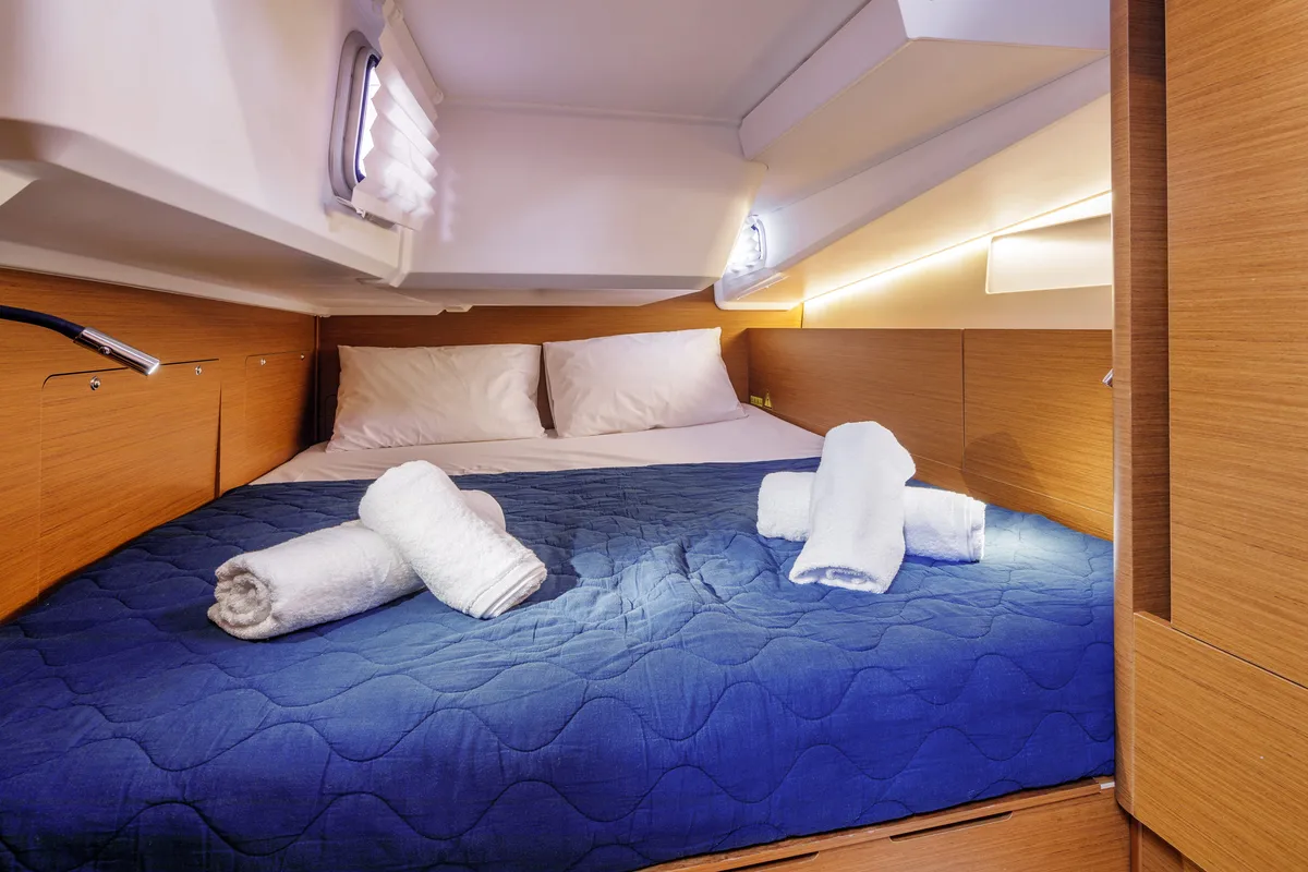 Cabin on Mare Mia, a Jeanneau Sun Odyssey 490 sailboat at Marpissa, Greece