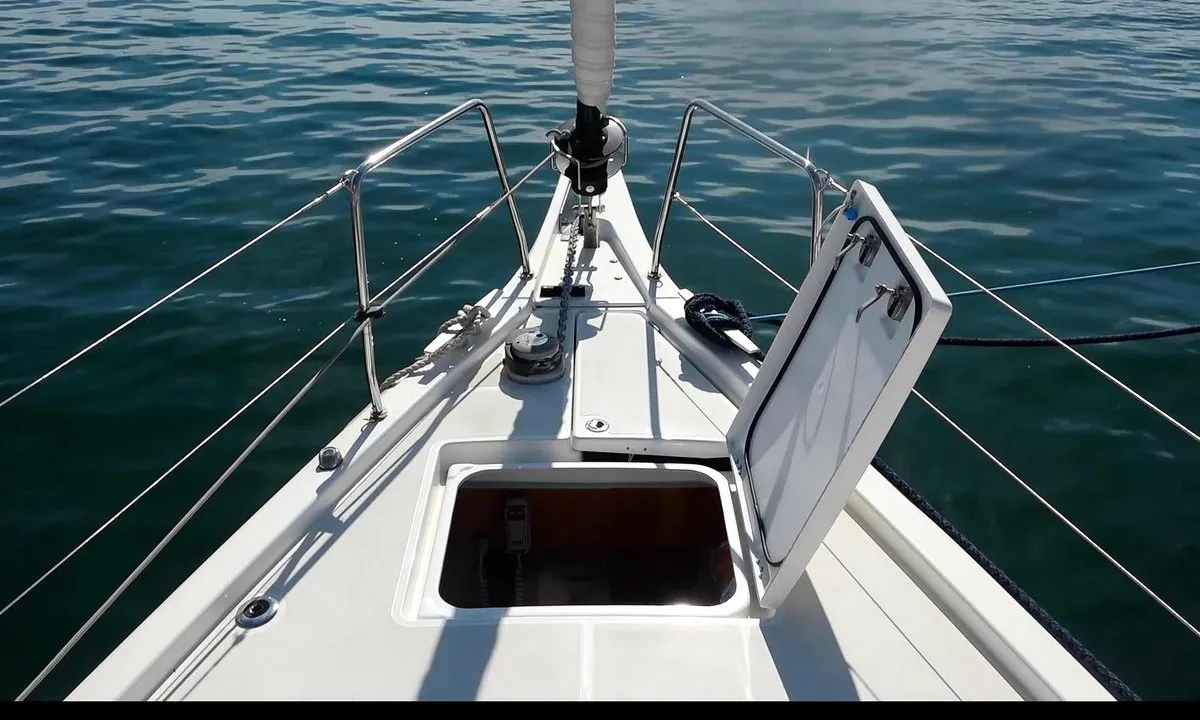 Deck of Cookie, a Beneteau Oceanis 46.1 sailboat at Preveza, Greece
