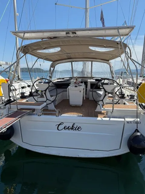 Cockpit of Cookie, a Beneteau Oceanis 46.1 sailboat at Preveza, Greece
