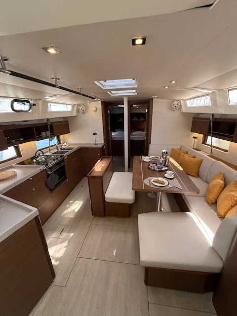 Salon of Cookie, a Beneteau Oceanis 46.1 sailboat at Preveza, Greece