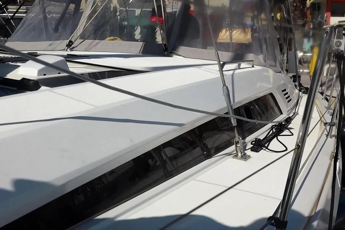 Exterior view of Cookie, a Beneteau Oceanis 46.1 sailboat at Preveza, Greece