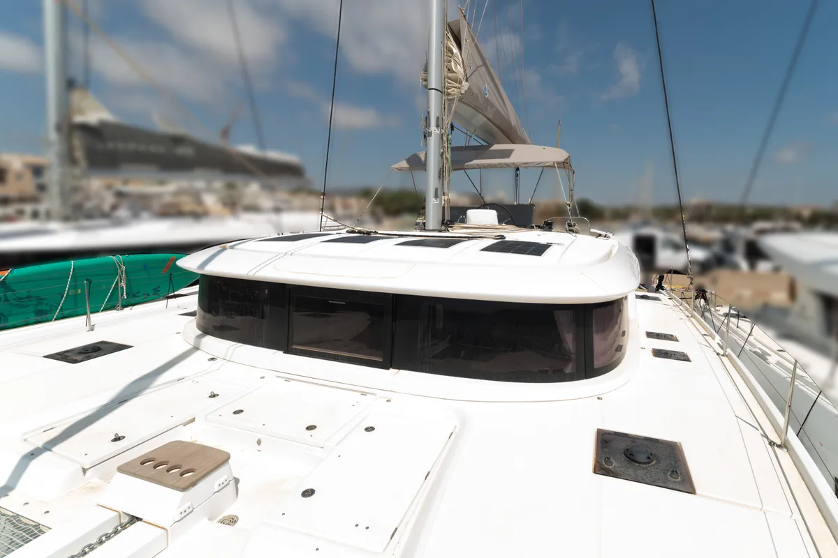 Deck of Spezielli, a Lagoon 46 catamaran at Felanitx, Spain