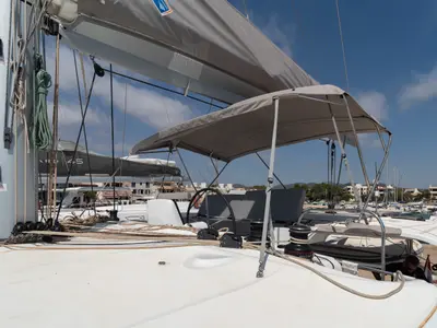 Cockpit of Spezielli, a Lagoon 46 catamaran at Felanitx, Spain