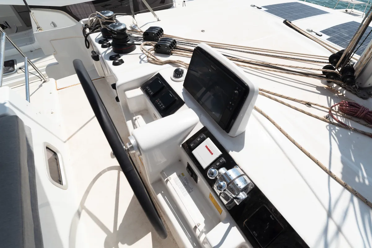 Cockpit of Spezielli, a Lagoon 46 catamaran at Felanitx, Spain
