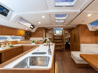 Galley of AF-BC56, a Bavaria Cruiser 56 sailboat at Athens, Greece