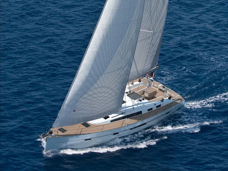 Exterior view of AF-BC56, a Bavaria Cruiser 56 sailboat at Athens, Greece