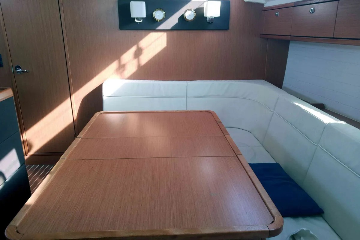 Salon of Blue Moon, a Bavaria Cruiser 46 sailboat at Agropoli, Italy