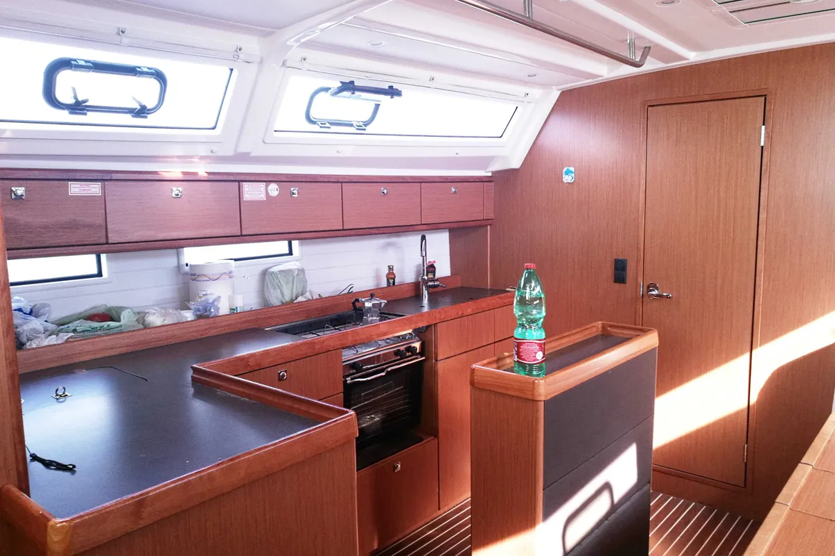 Galley of Blue Moon, a Bavaria Cruiser 46 sailboat at Agropoli, Italy