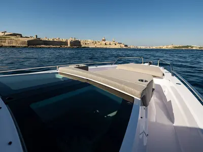 Deck of Nautiful, a Axopar 37 Sun Top motorboat at Floriana, Malta
