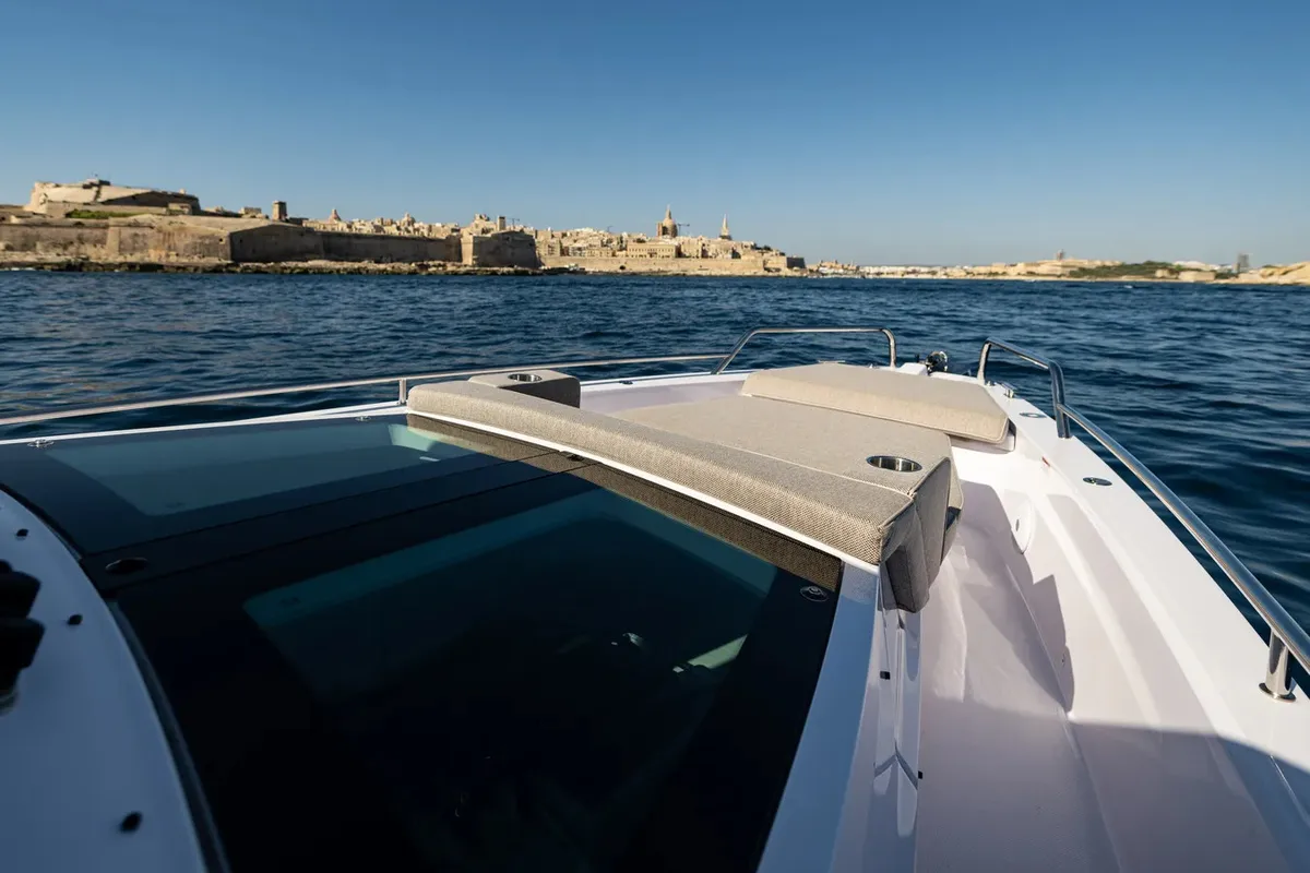 Deck of Nautiful, a Axopar 37 Sun Top motorboat at Floriana, Malta